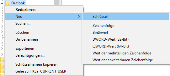 Outlook Schlüssel