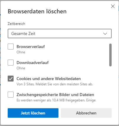 Cookies und andere Websitedaten