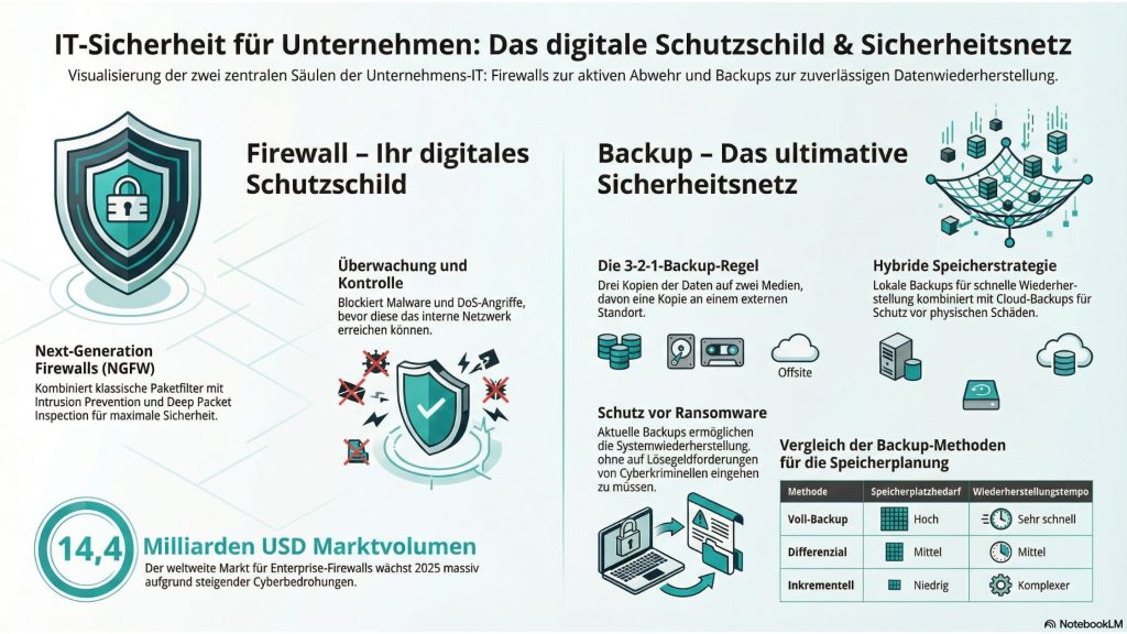 Infografik: IT-Sicherheit für Unternehmen: Das digitale Schutzschild & Sicherheitsnetz